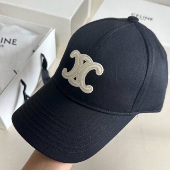 Celine Black Embroidered Cap - Picture 1 of 6